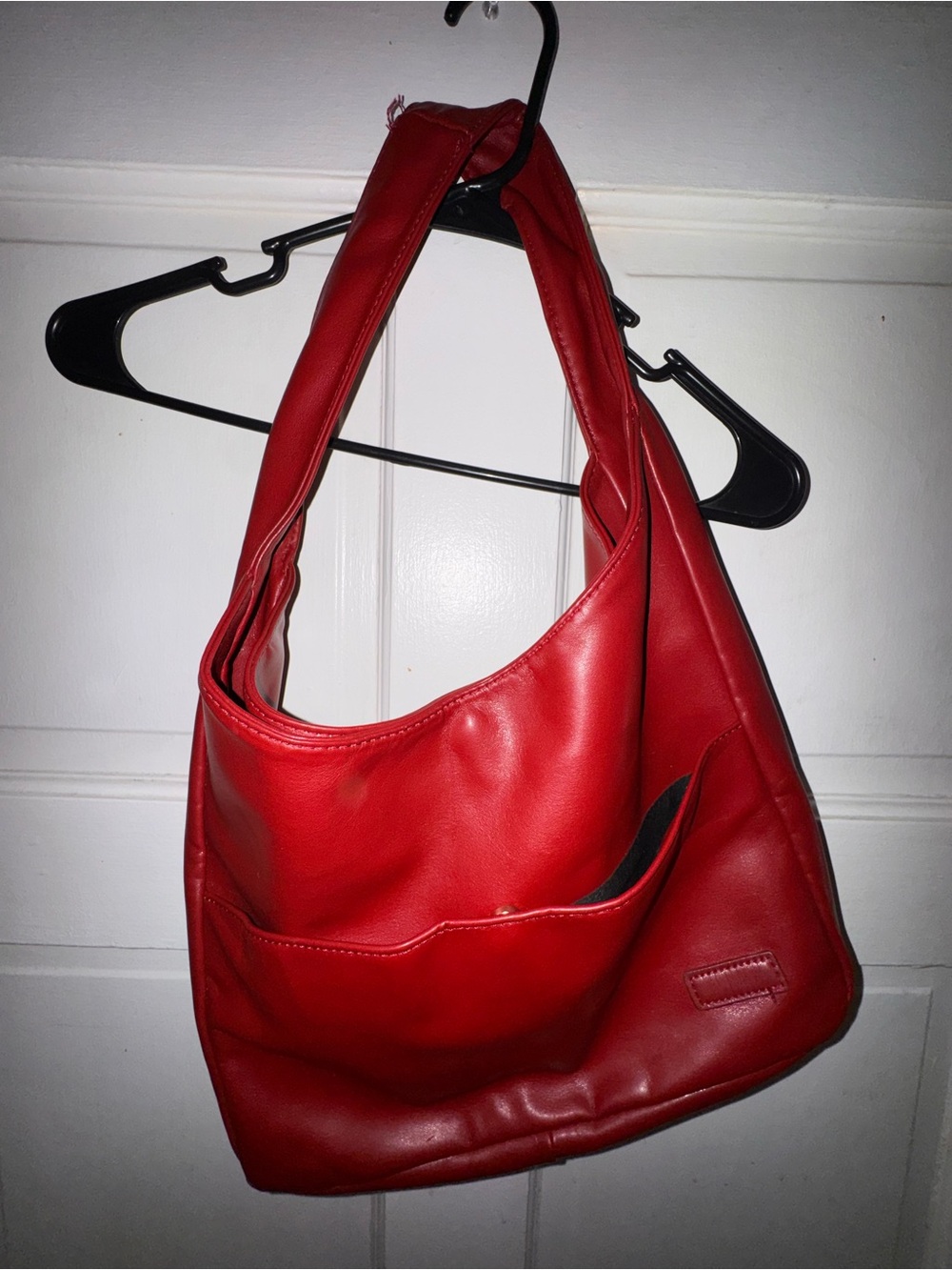 Red Leather Hobo Shoulder Bag